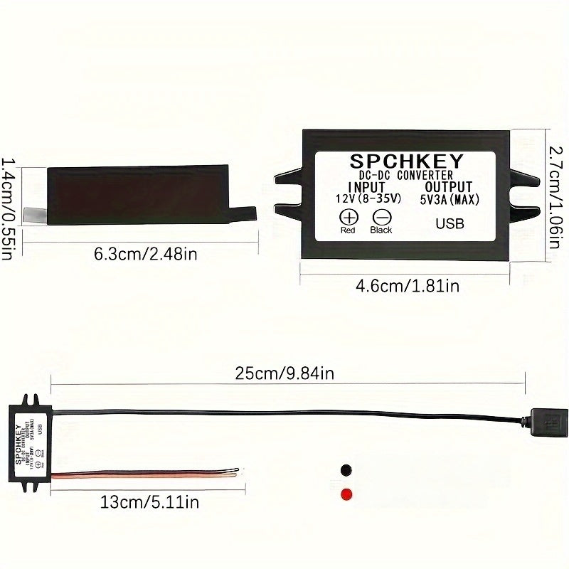 Convertidor de corriente continua 24V/12V a 5V con conector micro, fuente de alimentación de bajo voltaje