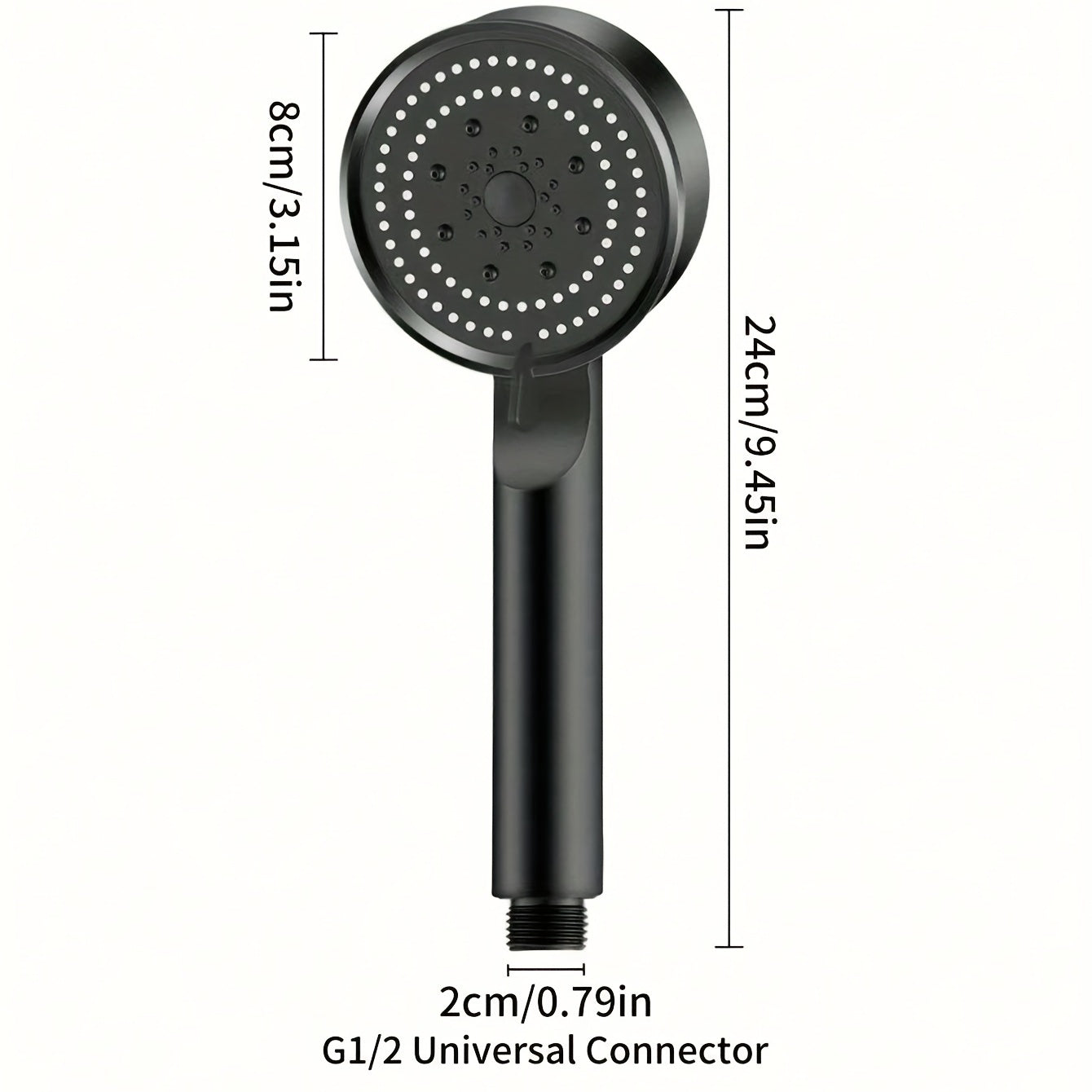 Black Shower Head with Five-Speed Settings and Stop Button Pressurized Spray Bath Set with Lotus Design