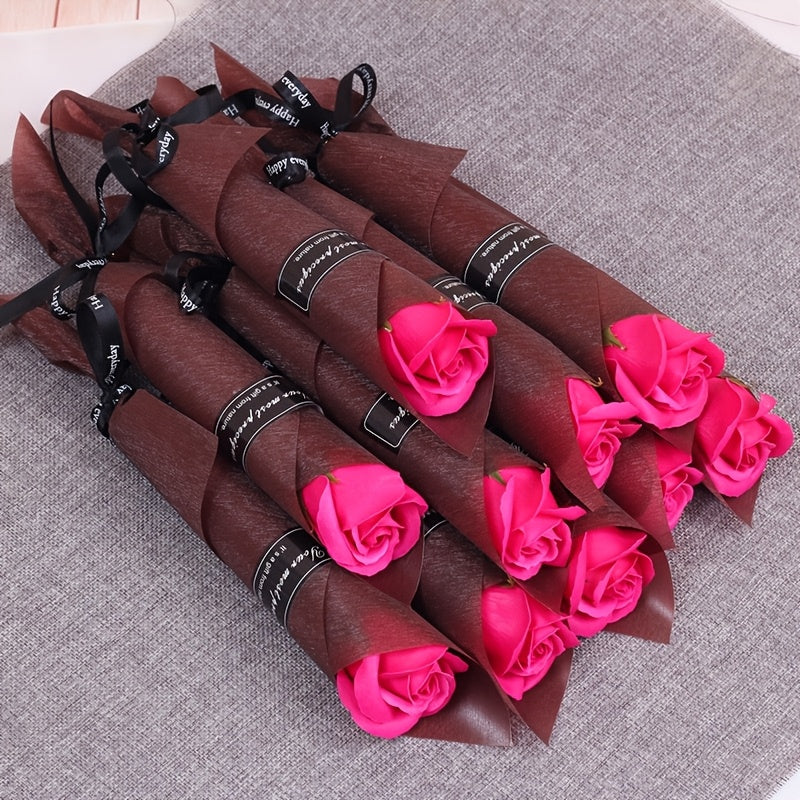12Pcs Rose Flower Soap Set for Gifting Valentine's Day Weddings Parties Mothers Day