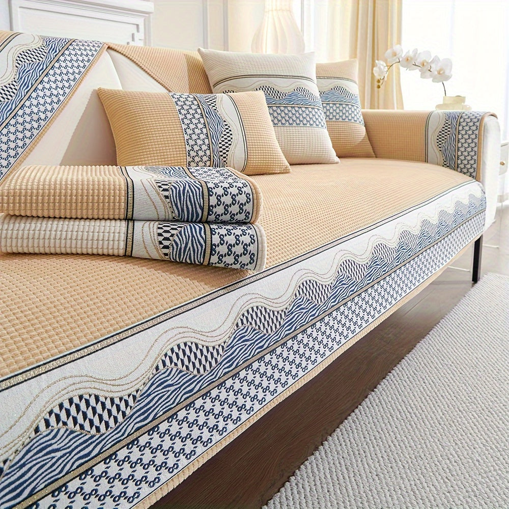 Velvet Sofa Cushion Cover Non-Slip Pet-Friendly All-Season Protecting Armchair Loveseat 3-4 Seater