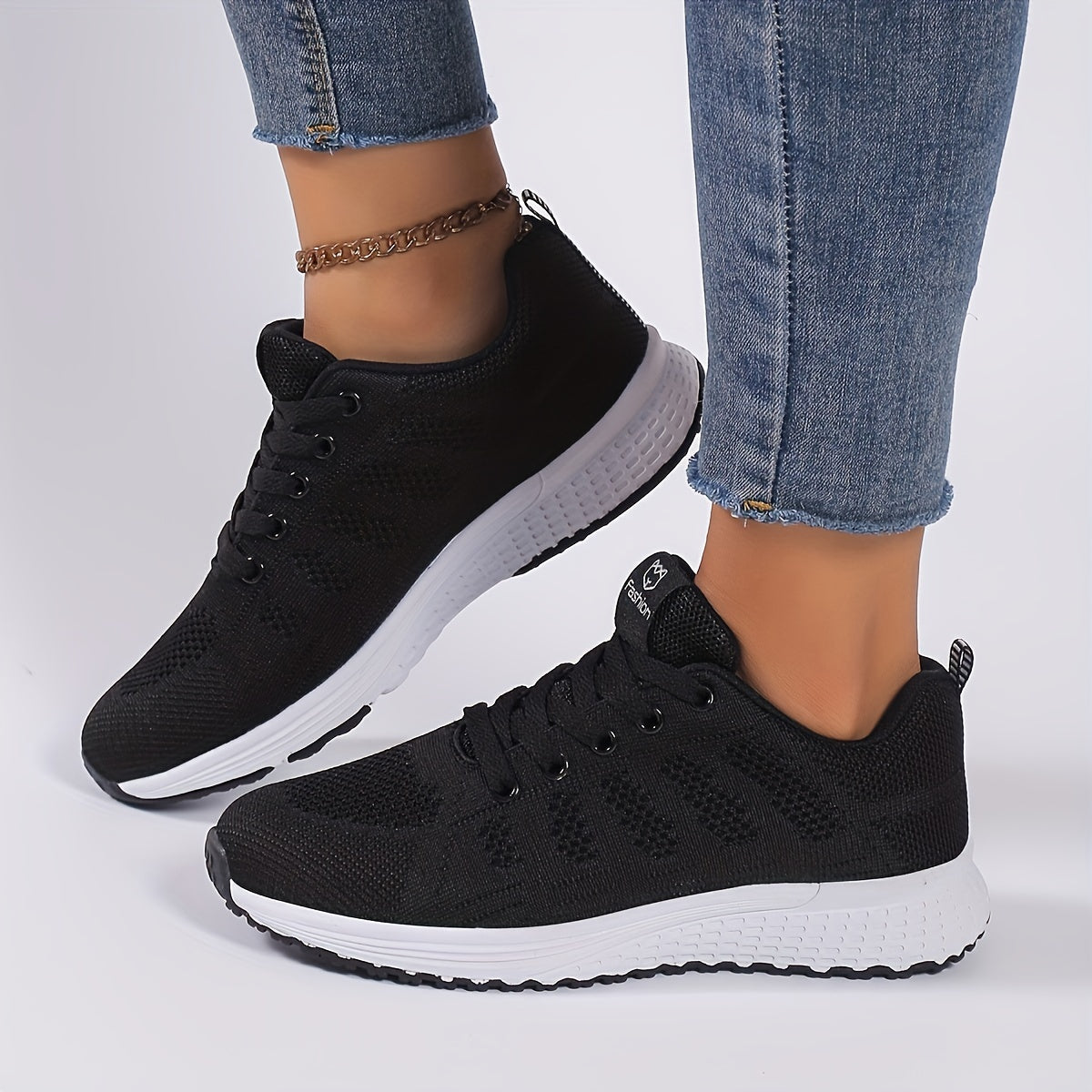Zapatillas de plataforma transpirables para mujer, negras con rayas rosas, zapatillas ligeras para correr