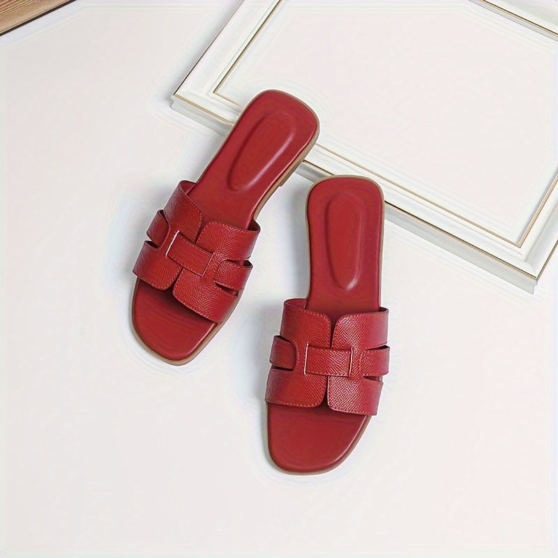 Women Summer Casual Flat Slip-On Sandals Open Toe Rubber Sole