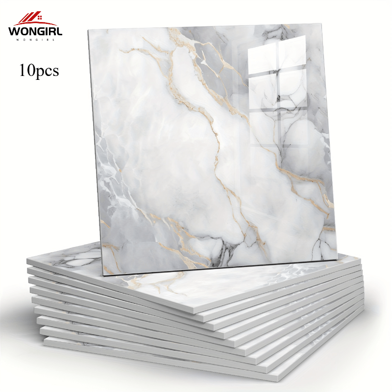10 шт. больших самоклеящихся наклеек из искусственного мрамора для керамической плитки, водонепроницаемых, съемных, для ремонта кухни и ванной
