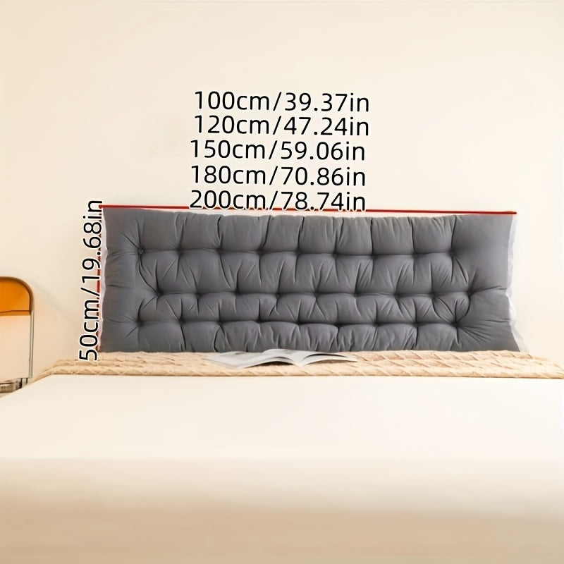 Gray Quilted Headboard Cushion with Ruffle Detail for Bed or Sofa Machine Washable Polyester