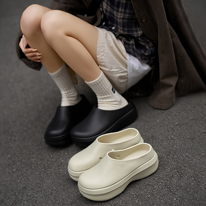 Unisex Solid Color Thick Sole Clogs Lightweight Open Toe Mules