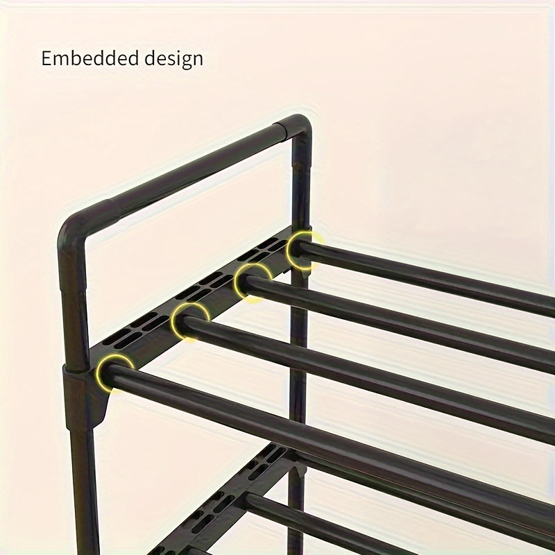 Compact Black Metal Multi-Layer Shoe Rack for Entryway Bedroom Hallway
