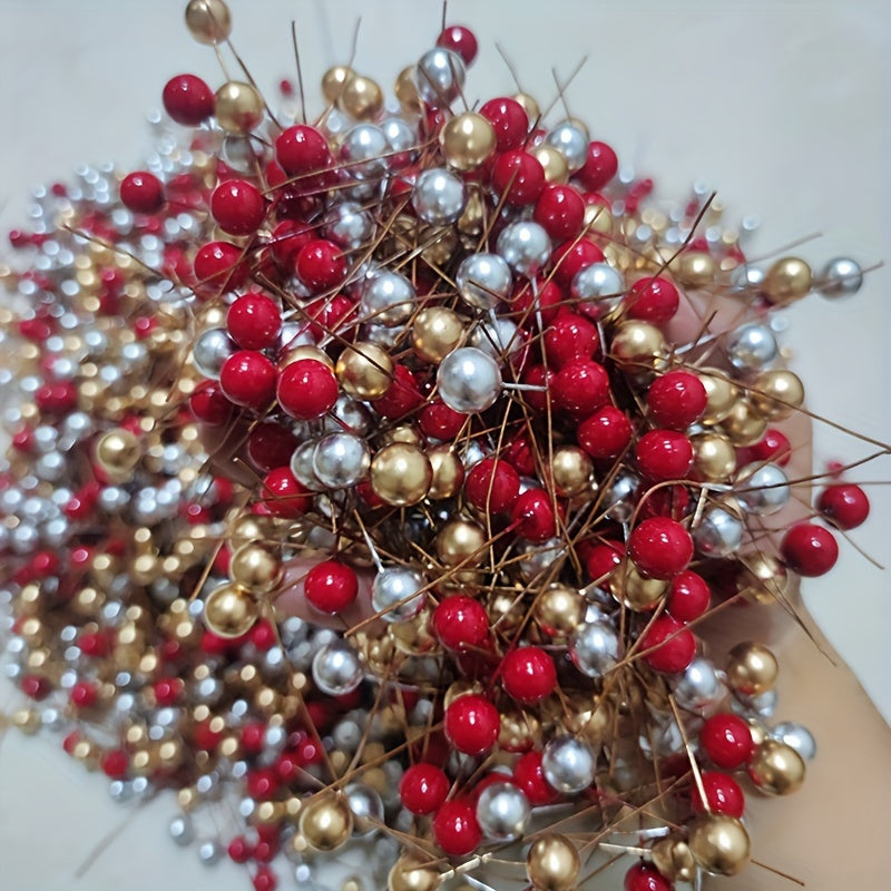 100 Pcs Artificial Red Berries for Holiday Wreaths and Home Decor
