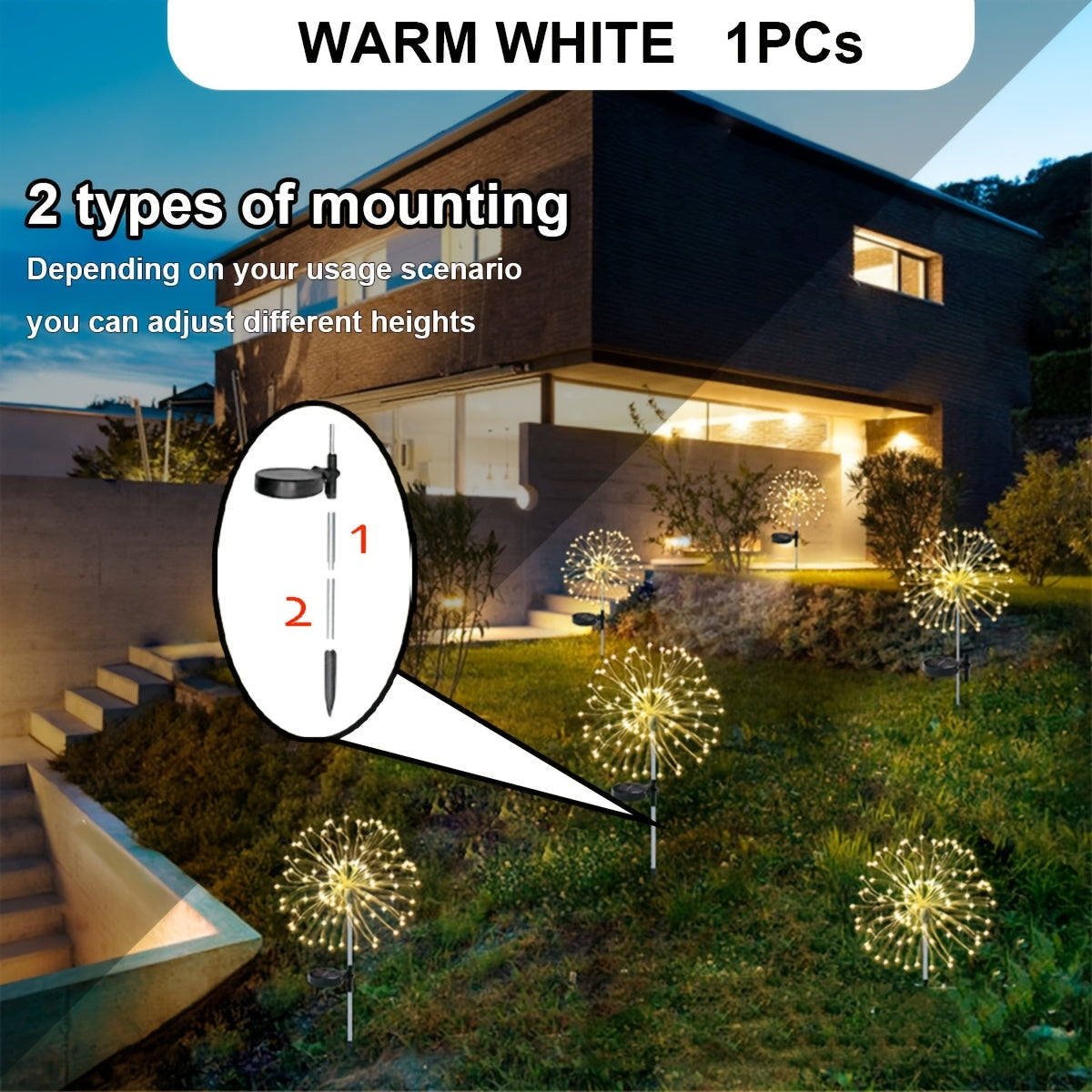 8-Mode Quyosh Energiya bilan ishlaydigan Portlashli Chiroqlar, 420 LED bilan tashqi bog‘, hovli, yo‘lak, partiyali, to‘y dekoratsiyasi