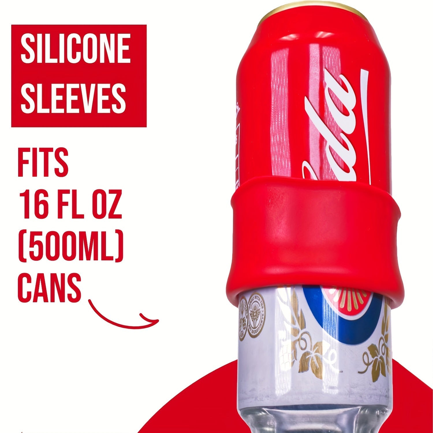 Silicone Soda Can Sleeve for 16oz Beverages, Keeps Drinks Cold, Travel and Outdoor Use