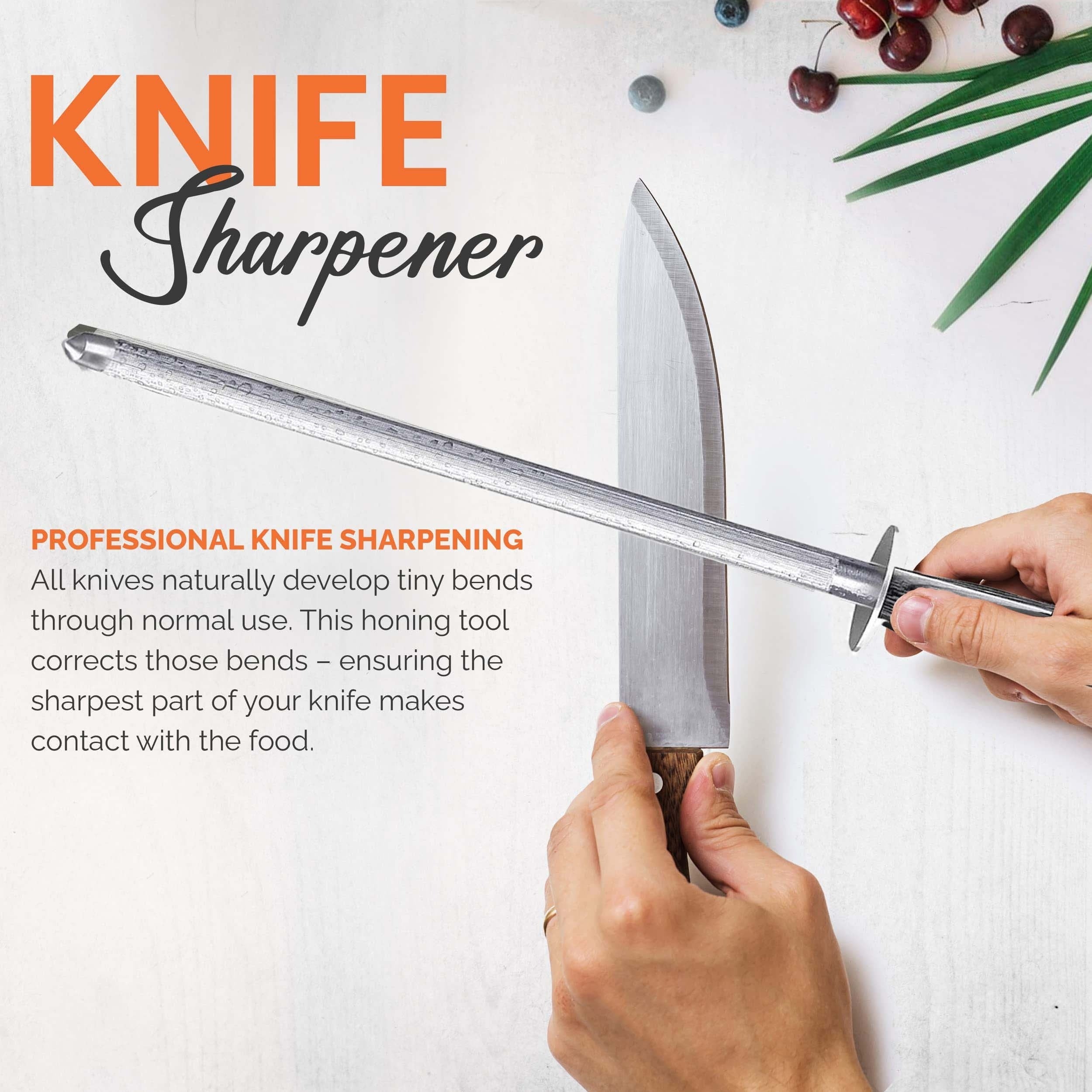 25.4 см po'latdan yasalgan honing rod oshxona va ov qilish pichog'lari uchun qattiqlashtirish rod