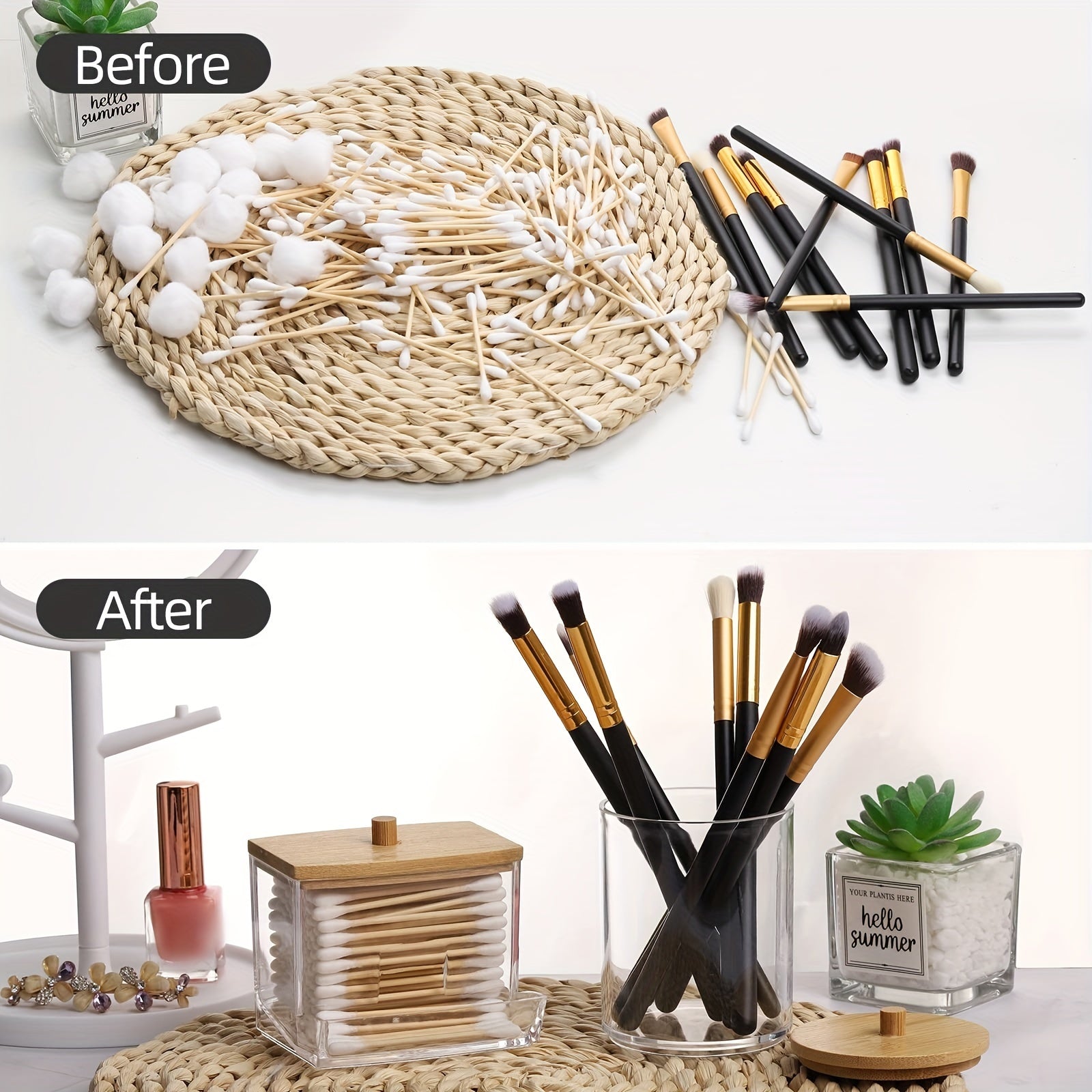 Conjunto moderno de organizador de baño con portacepillos espacioso y 4 frascos de farmacia elegantes