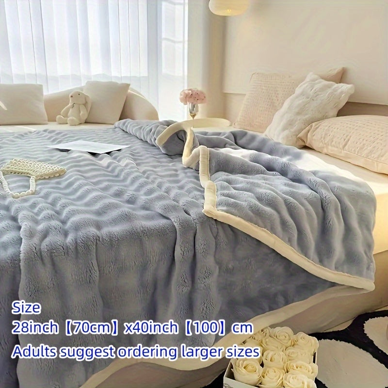 Luxury Blanket Thickened Rabbit Velvet Bubble Design Breathable Skin-Friendly Machine Washable