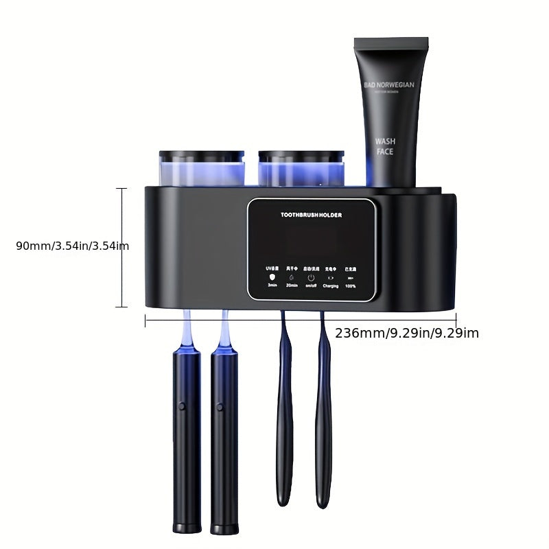 Wall-Mounted Toothbrush Holder with Quick-Drying Cup and Rechargeable Battery