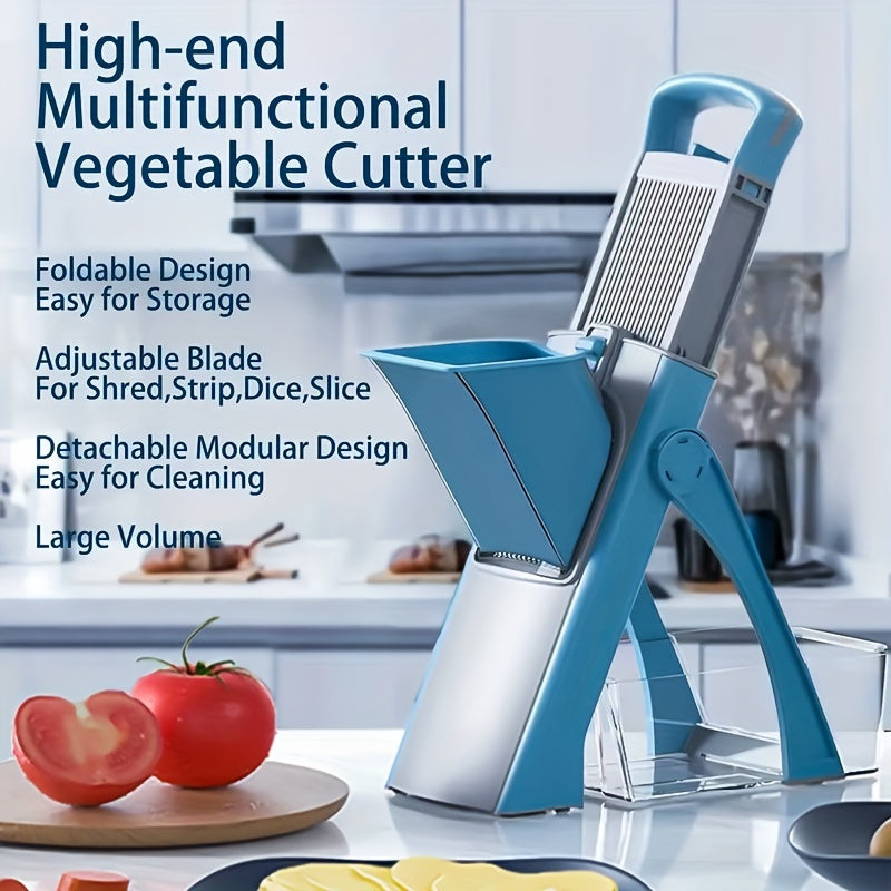 Multi-Function Vegetable Cutter with Adjustable Blades and Non-Slip Base