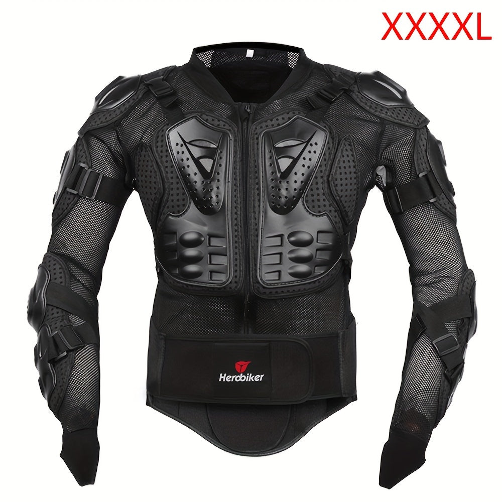 Unisex Black Motorcycle Armor Jacket Breathable Fabric Long Sleeve Zipper Riding Gear