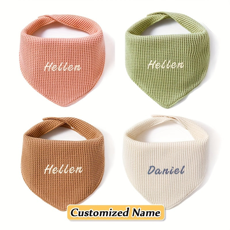 Set of 4 Children's Saliva Towels with Triangle Towel and Adjustable Mouthguard Soft Breathable Natural Material