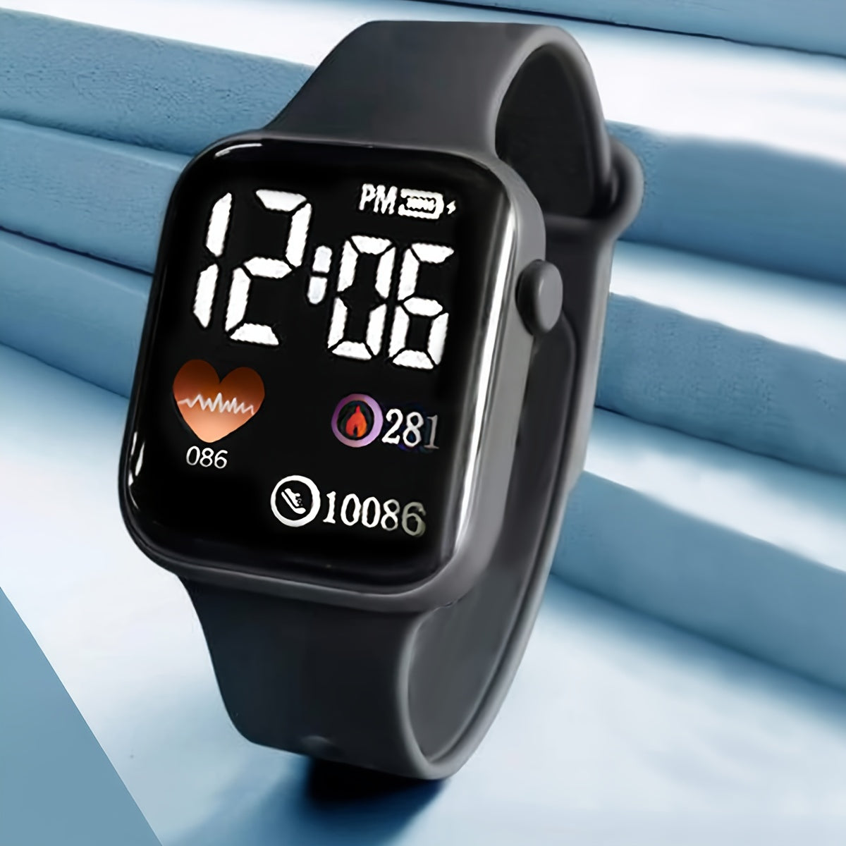 Women's Digital Watch with Silicone Band Analog Digital Display Square Plastic Case