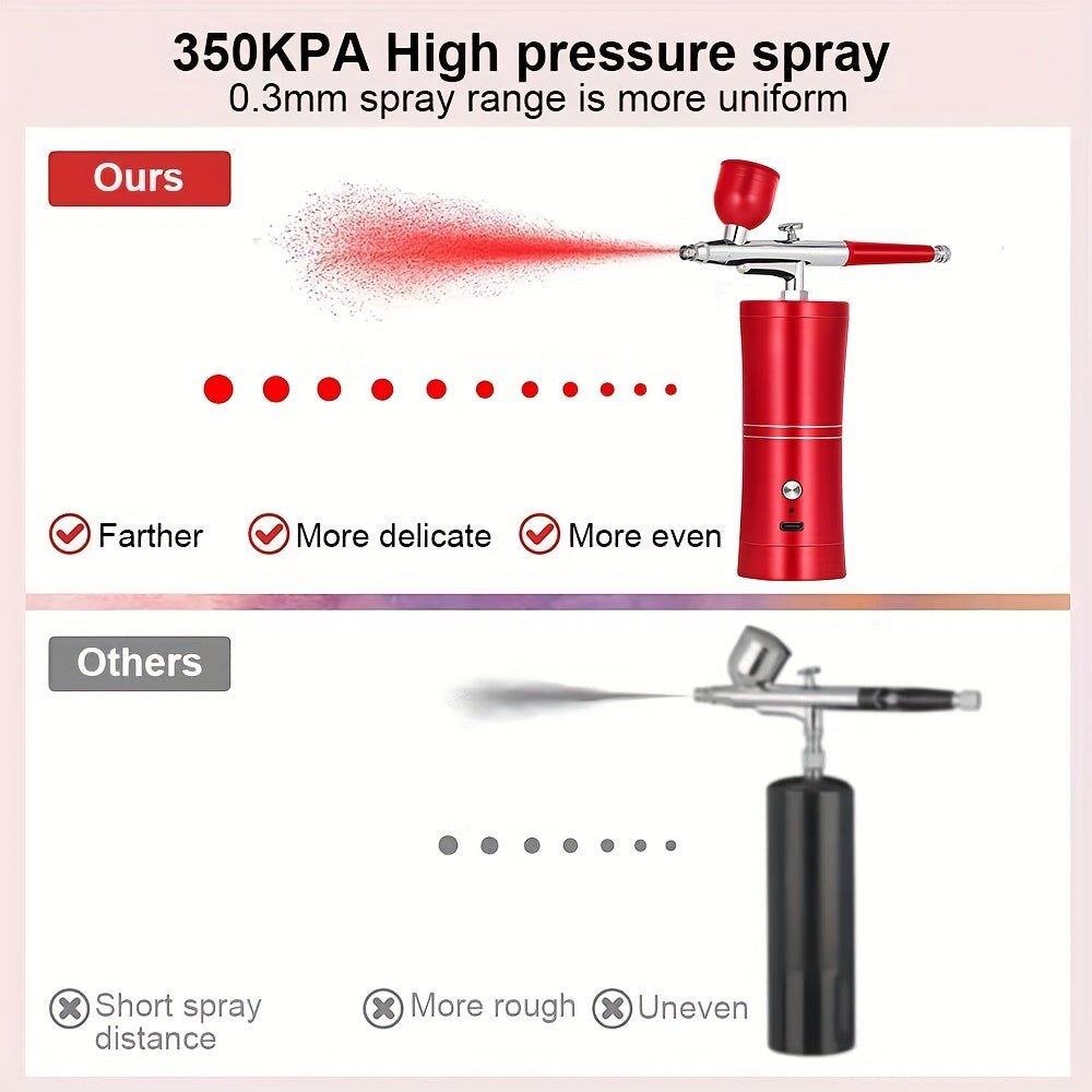 Compact Airbrush Kit with Rechargeable Battery, Mist Sprayer, Spray Gun for Nail Art Crafts and Tattoos