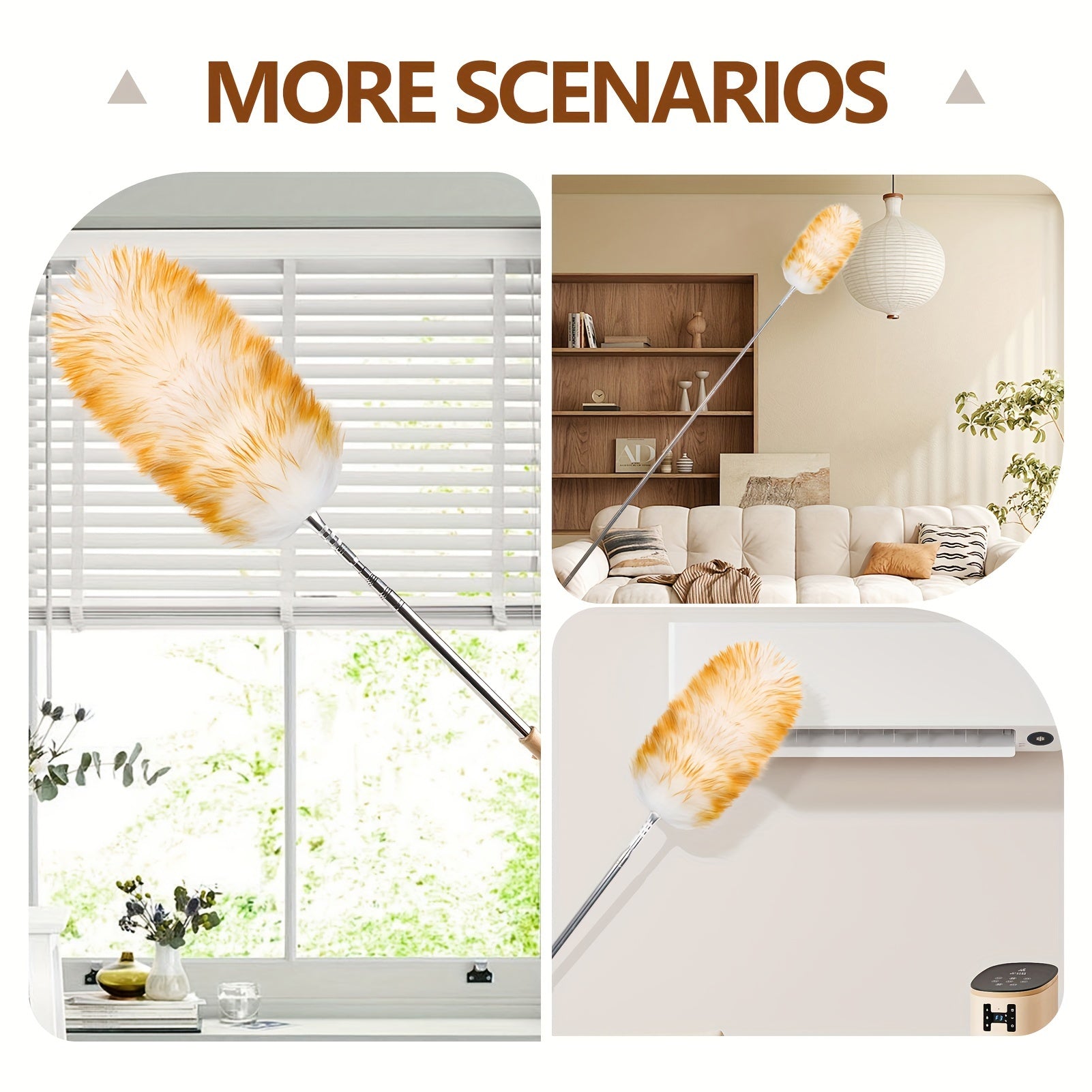 Uzunligi o'zgartiriladigan jun tozalovchi - Yotoqxona, Oshxona, Yashash xonasi va Tashqarida tozalash uchun ajoyib! Rim tayoqchasi mavjud.