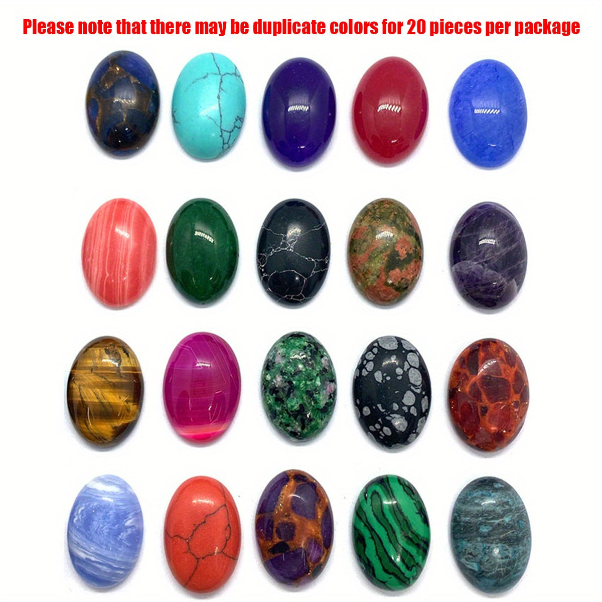 20 Pieces Natural Semi-Precious Oval Stone for Home Decor