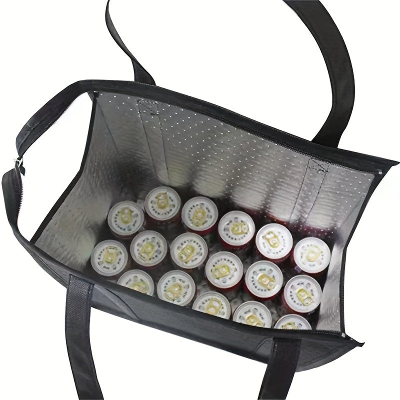 Insulated Shopping Bag with Reusable Ice Pack and Handles for Picnics Camping
