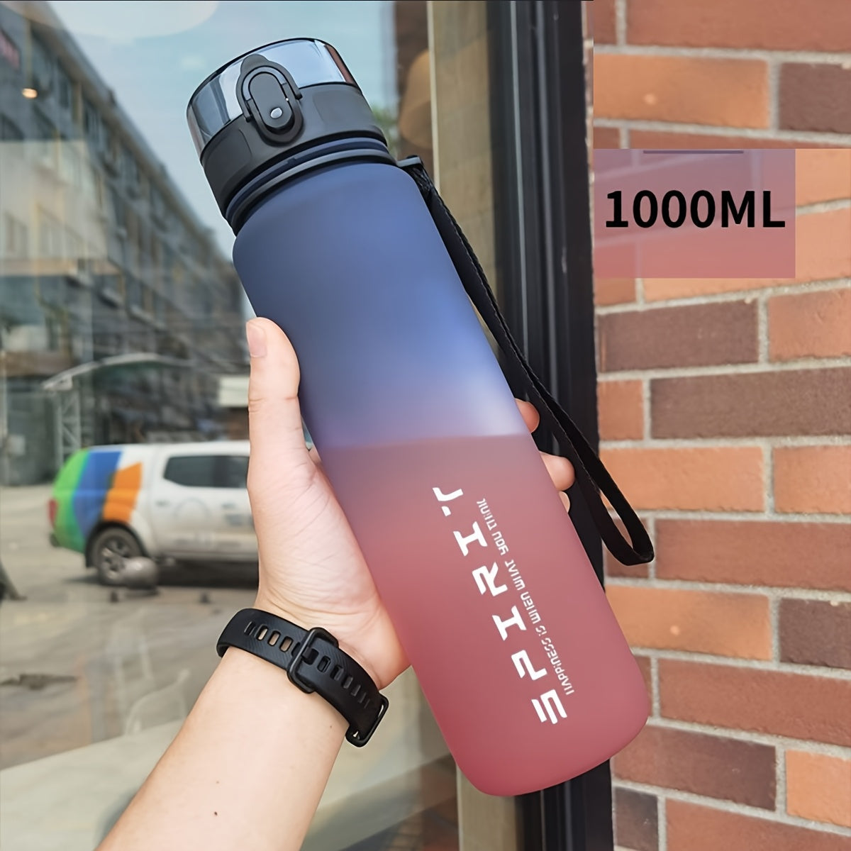 Outdoor Sports Water Bottle 600ml 750ml 1000ml Leakproof with Braided Rope and Cup Cover