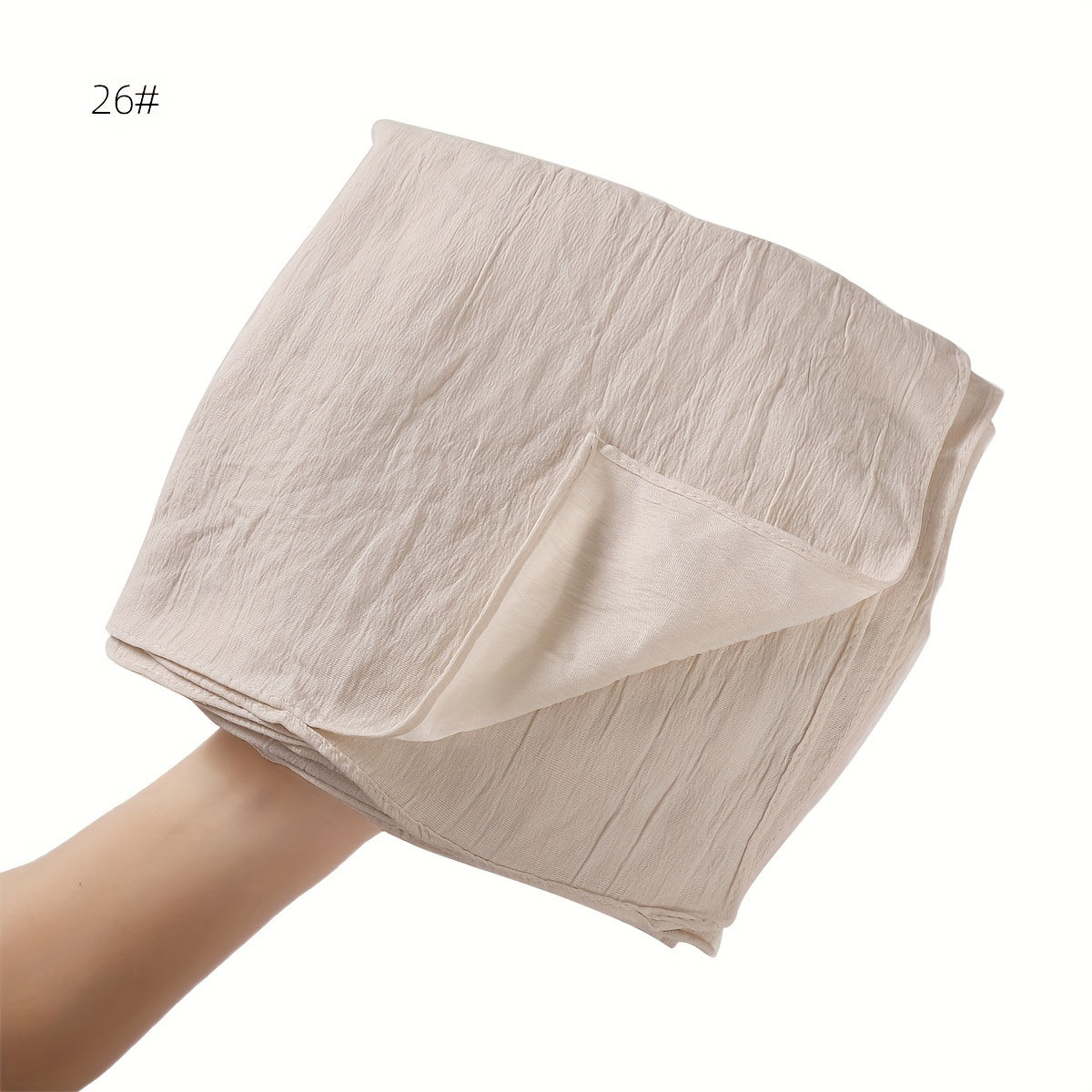 Breathable Muslim Women Hijab Solid Color Casual Crinkled Texture Sun and Wind Protection