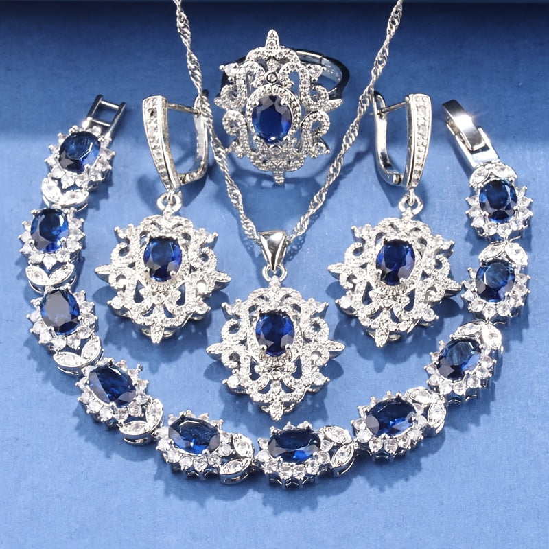 5 dona 18K oltin qoplamali misdan iborat hashamatli va nafis zargarlik to'plami, sun'iy marvarid va kubik zirkon bilan bezatilgan. To'plamga sirg'alar, marjon, pendant, uzuk va bilaguzuk kiradi, kundalik kiyim va maxsus tadbirlar uchun mukammal. Ajoyib