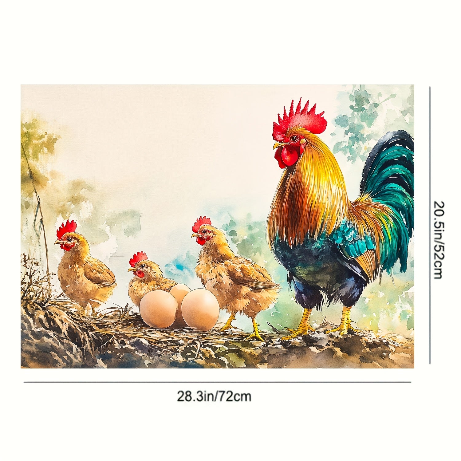 Colorful Rooster and Hen Stove Protector Mat 71.88cm x 52.07cm Heat-Resistant Scratch-Proof