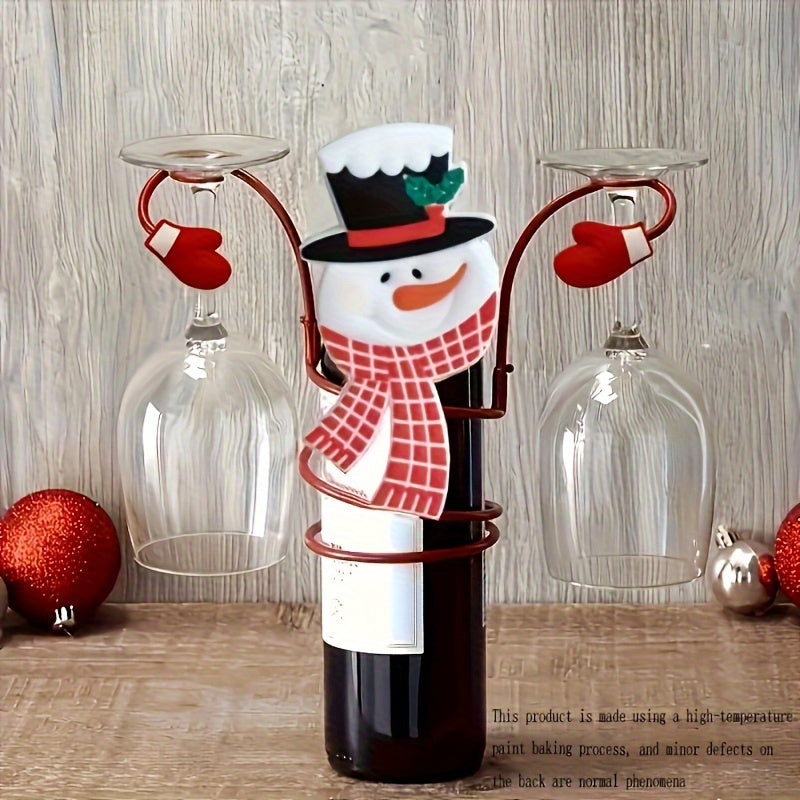 Christmas Wine Bottle Holder Set with Santa and Snowman Designs for Holiday Decor