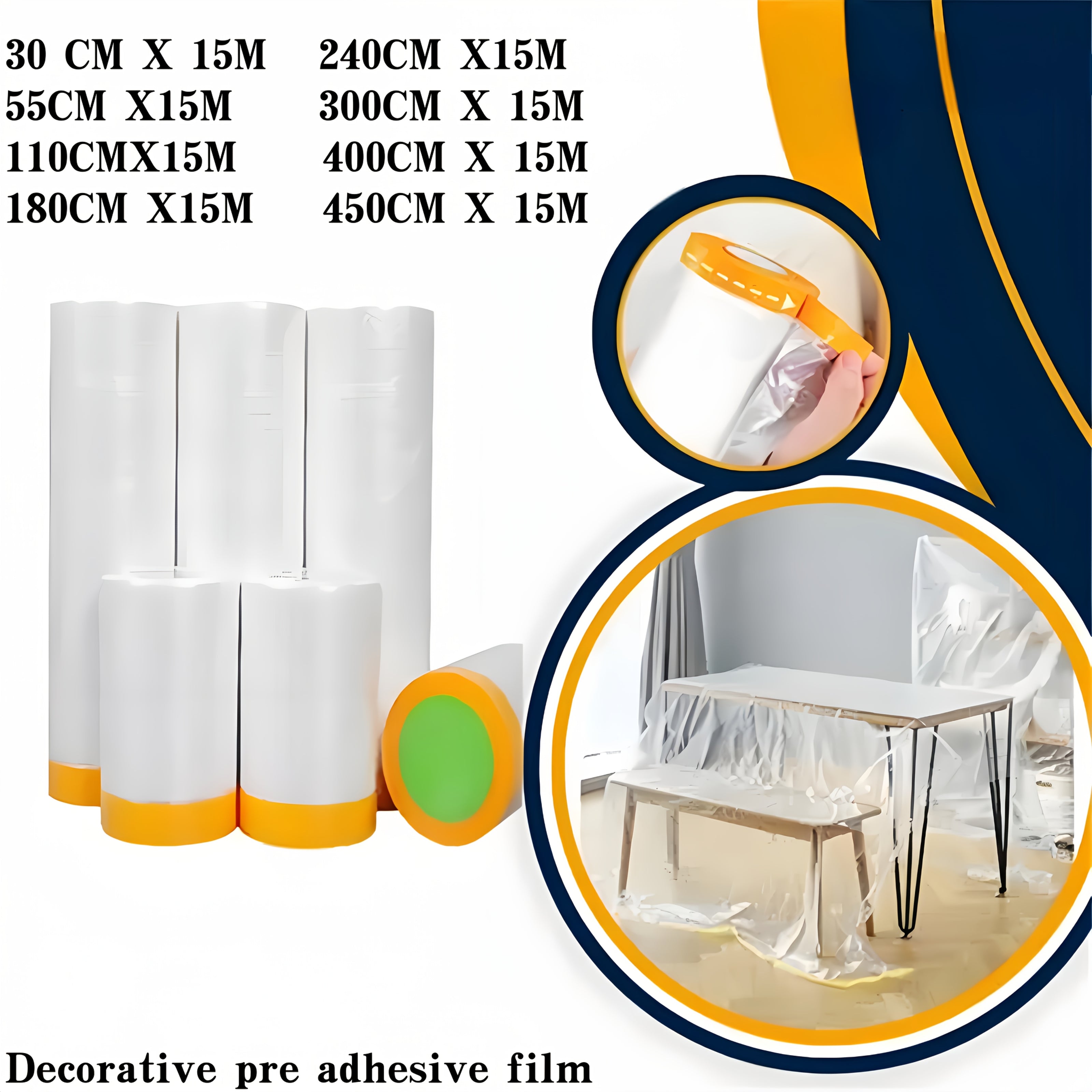 Многофункционочная пластиковая маскировочная пленка для покраски, 1 рулон, прочное покрытие