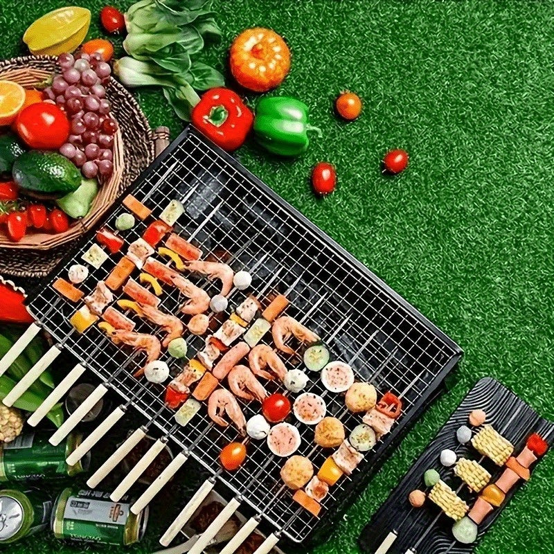 Mustahkam temir konstruktsiyasidan tayyorlangan portativ BBQ Grill Stand, quvvat talab qilmaydi, tashqi pishirish uchun oson va qulay.