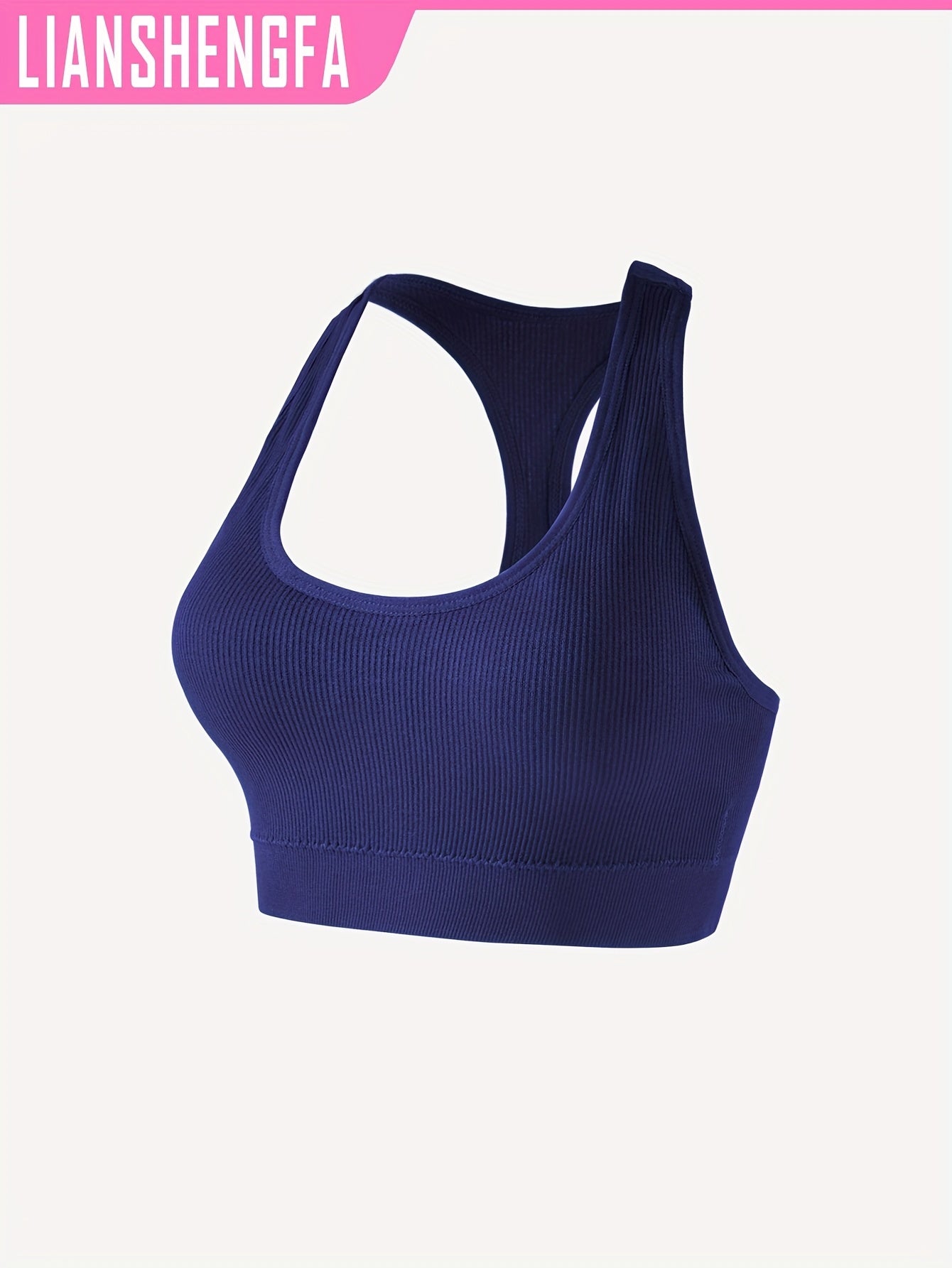 Lianshengfa yuqori elastik sport brassi intensiv mashg'ulotlar uchun, tikuvsiz va zarbaga chidamli, nafas olish uchun poyabzal dizayni bilan.