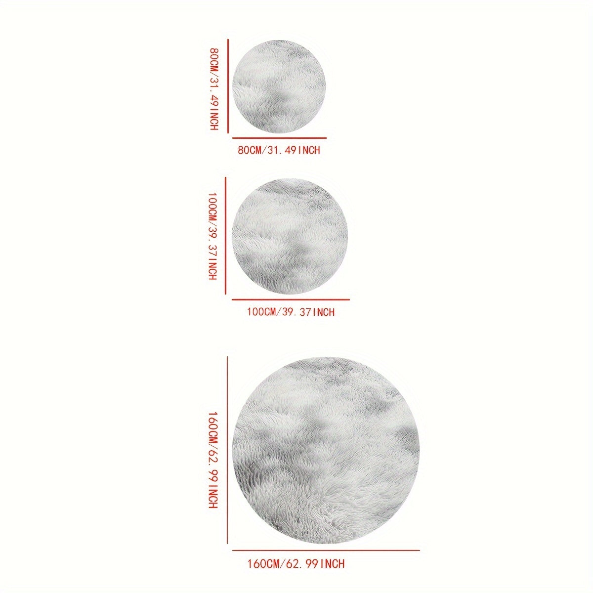 Round Light Grey Plush Rug Soft Furry Skin-Friendly Durable Decorative 1 Piece