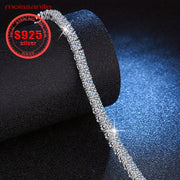 S925 Sterling Silver Moissanite Tennis Bilaguzuk, to'liq qator hashamatli va nafis uslubdagi Moissanite toshlari bilan. Ayollar uchun mukammal zargarlik sovg'asi.