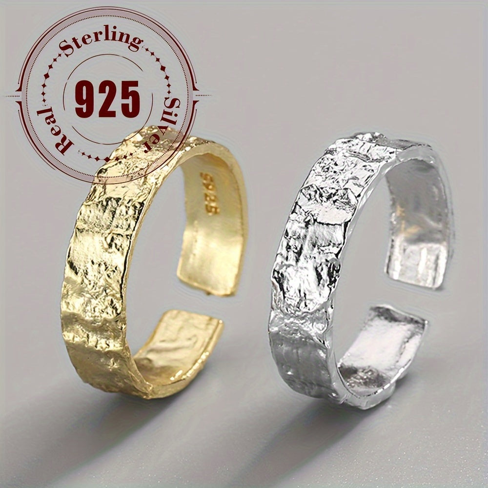 Sterling Silver Pleated Ring for Women Casual Formal Hip-Hop Style Lightweight