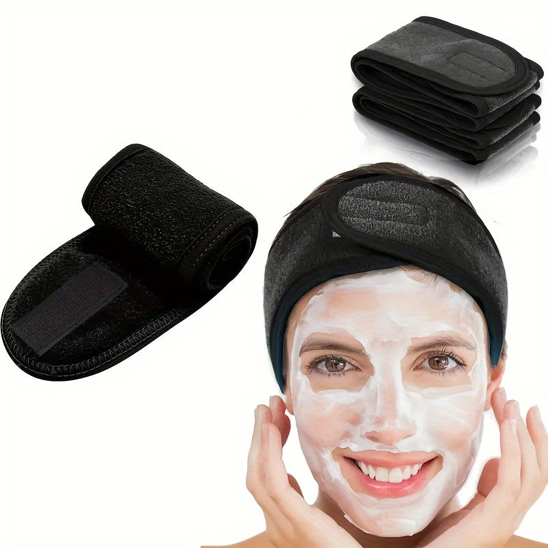 Unisex Coral Fleece Facial Headband Adjustable Hair Wrap for Face Wash and Shower