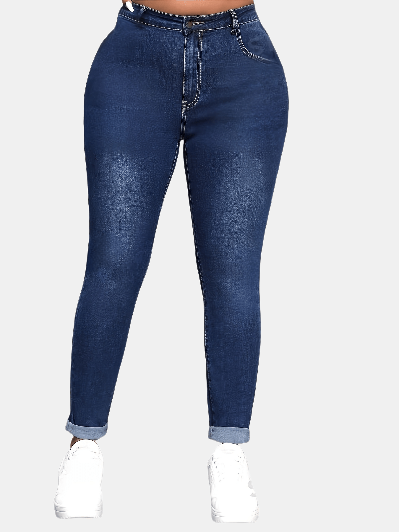 Women's Skinny Jeans Dark Blue High Rise Casual Denim Pants