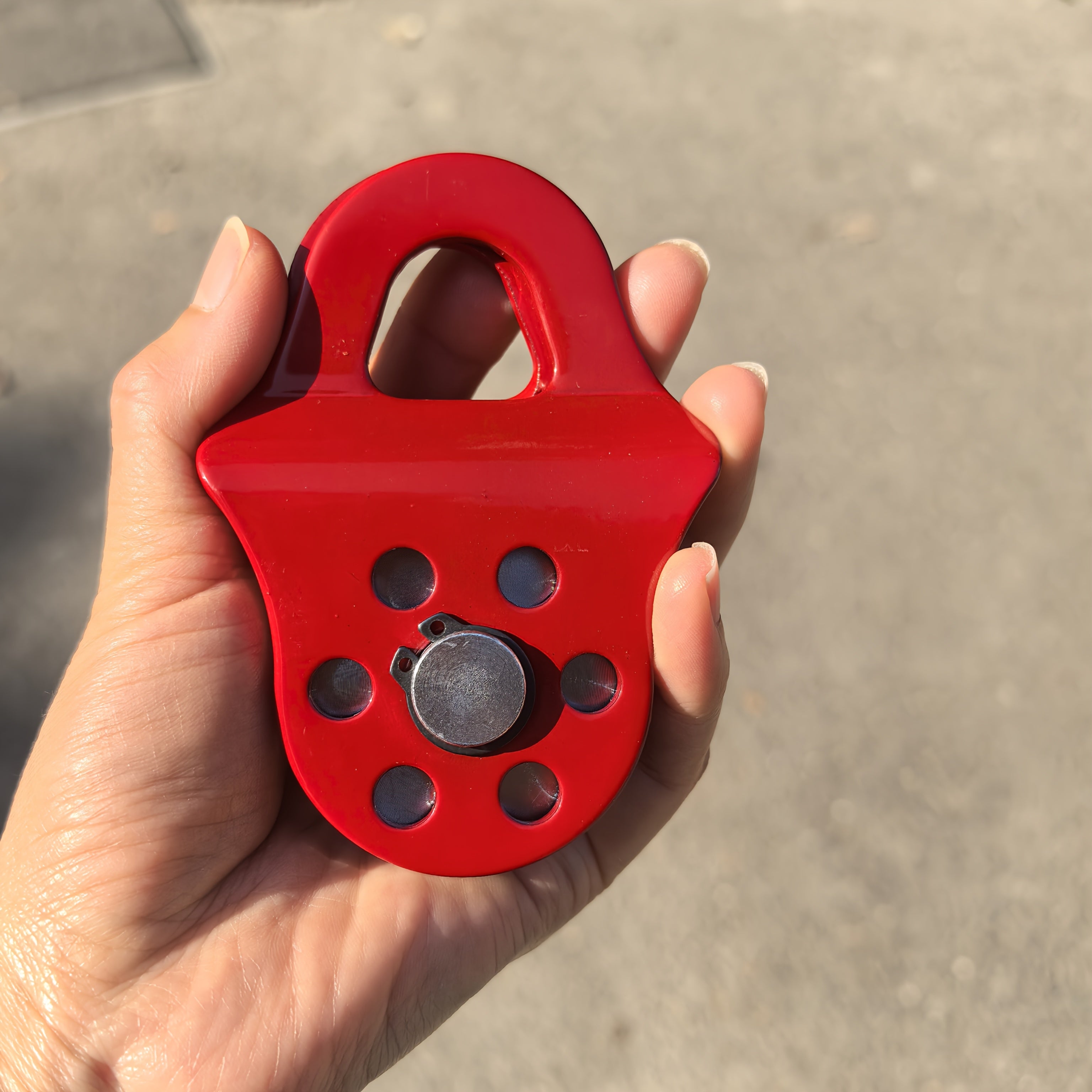 Тяжёлая стальная лебёдочная блок-ролик с красной окраской, двойной грузоподъёмностью