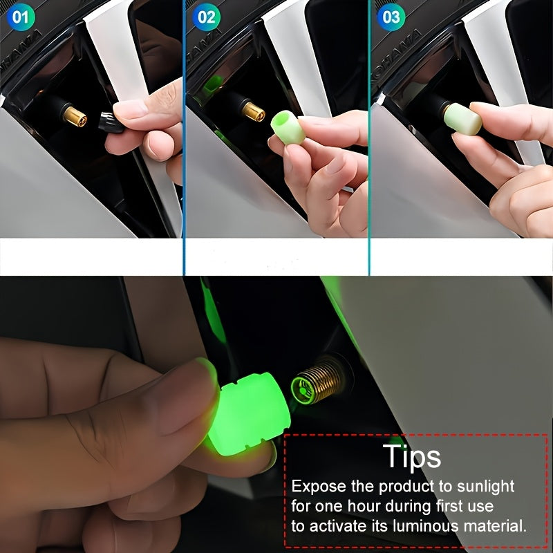 40 шт. светящиеся крышки для вентилей шин, светятся в темноте, флуоресцентный пластик, для автомобиля, мотоцикла