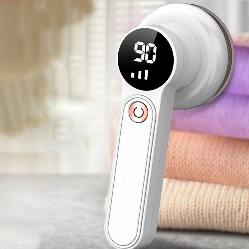 Raqamli ko'rsatkich, ikki himoya va litiy batareyasi bilan jihozlangan portativ mato qirqish mashinasi, kiyim va mebellardan to'kintilar va pillalarni olib tashlash uchun.