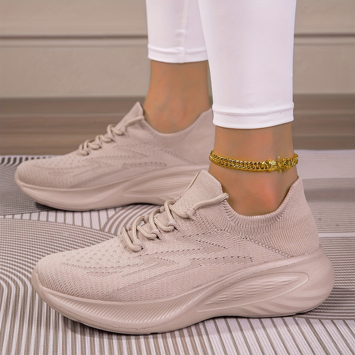 Ayollar uchun nafas oladigan, yengil, bog‘lamli sport poyafzali, pastki yuqori, kundalik va barcha mavsumlar uchun