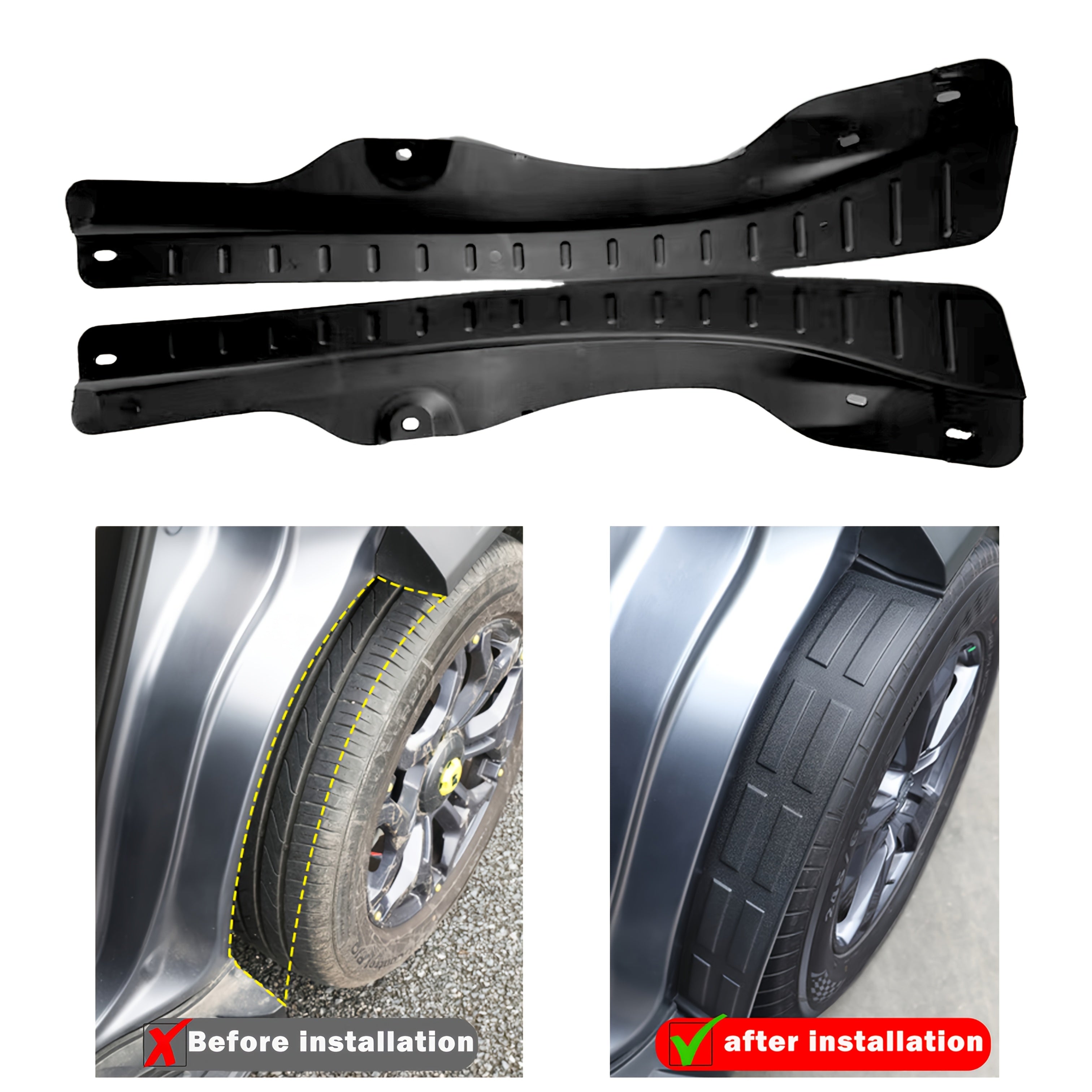 2Pcs Black Plastic Mud Flaps for SUV Wheel Protection Scratch-Resistant Durable