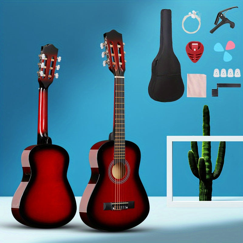 Kit de guitarra acústica clásica para adultos y adolescentes de 30/38 pulgadas con púas, bolsa y estuche