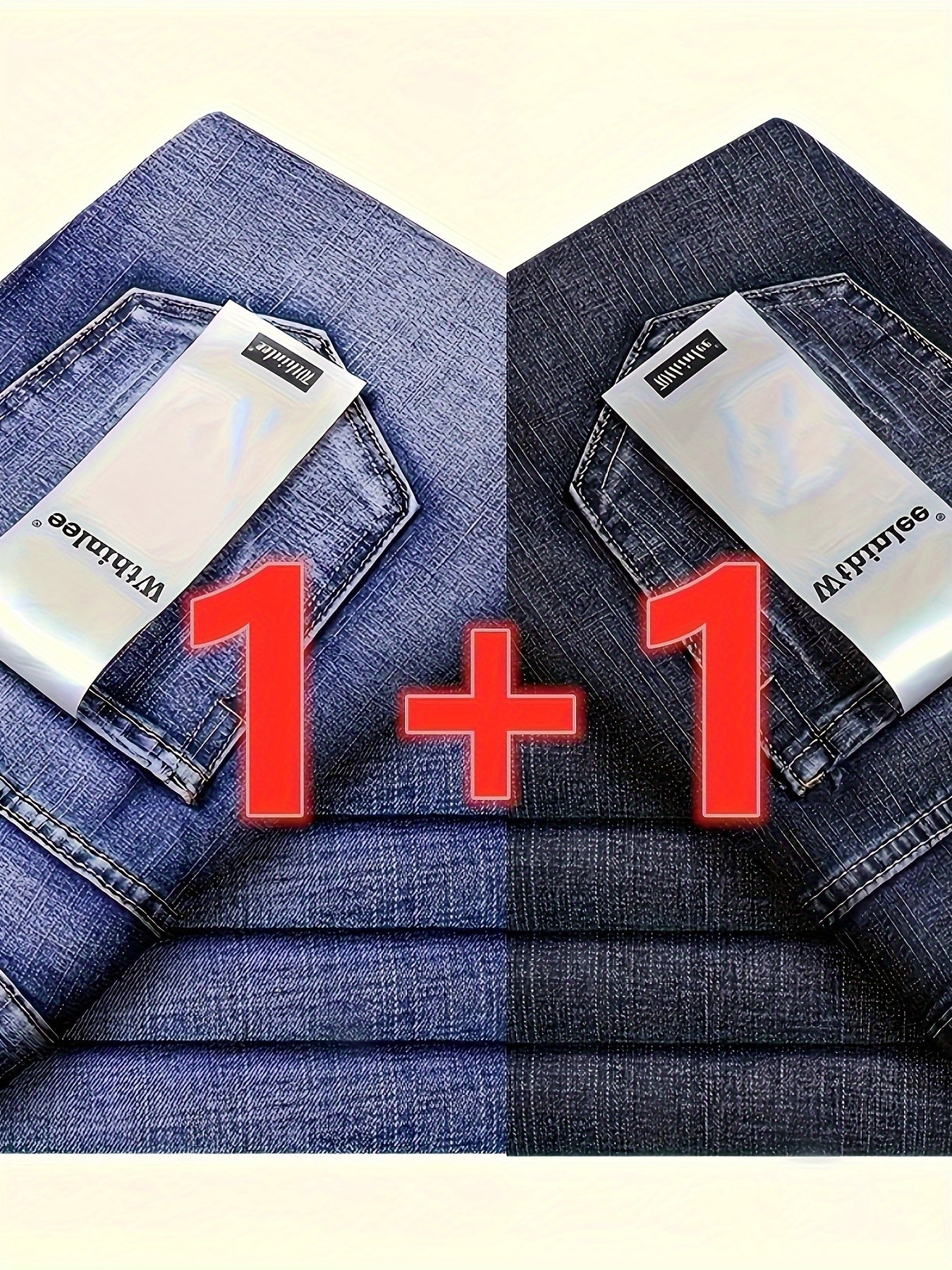 Men's Elastic Denim Jeans All-Season Business Formal Casual Regular Fit