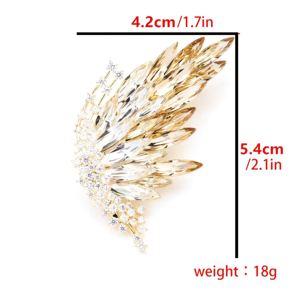 Unisex Crystal Butterfly Brooch with Gold Plating and Gradient Design