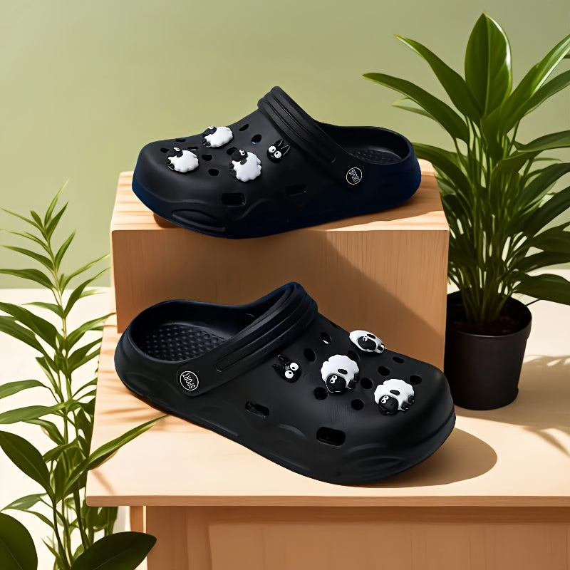 Женские дышащие легкие сабо из EVA для сада с животным принтом и шармами