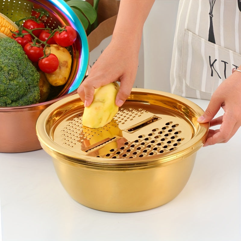 Kitchen Fruit and Vegetable Prep Set with Peeler Slicer Washing Basket