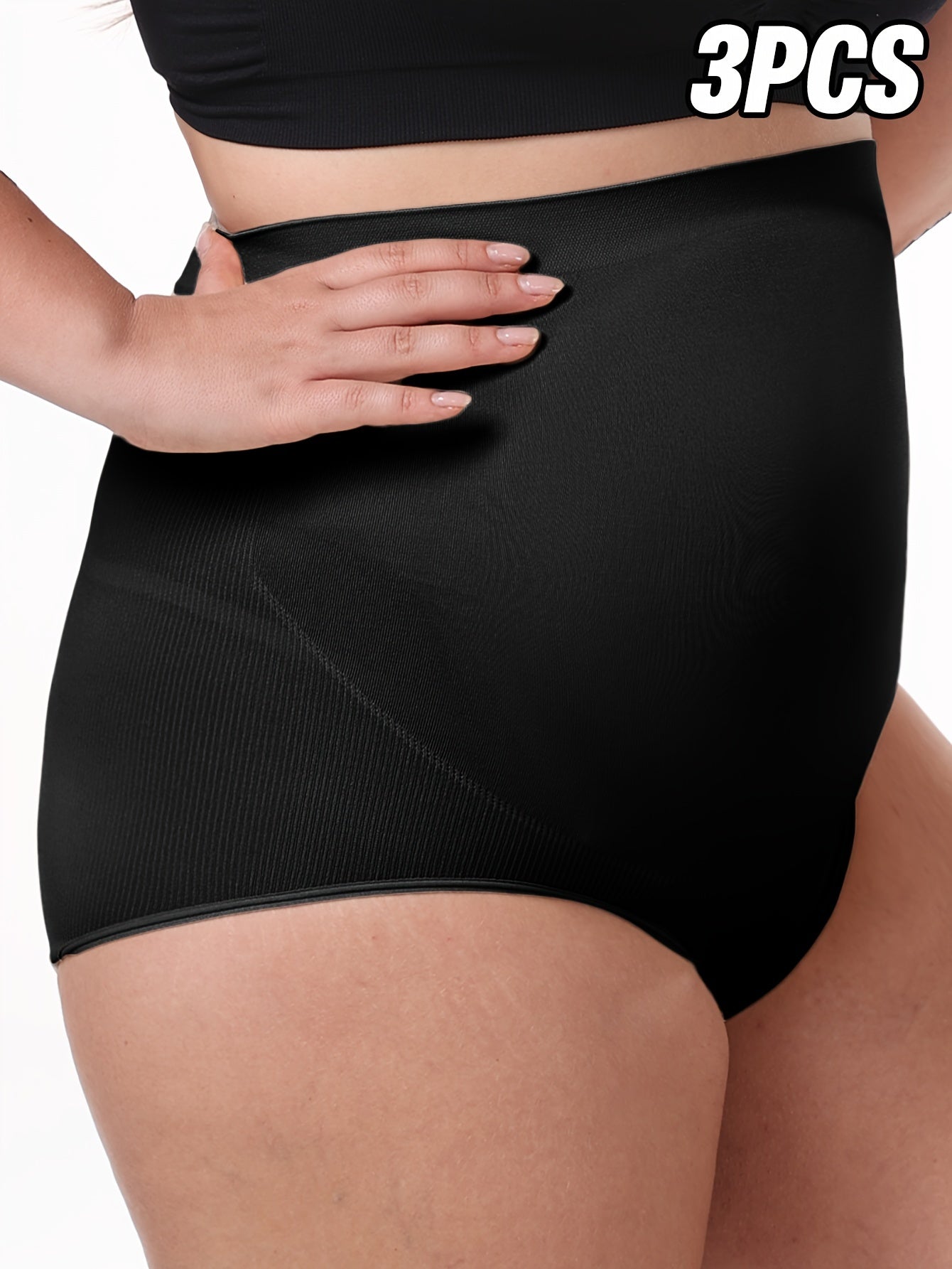 Plus Size Women's Tummy Control Seamless Yoga Panties 3 Pack