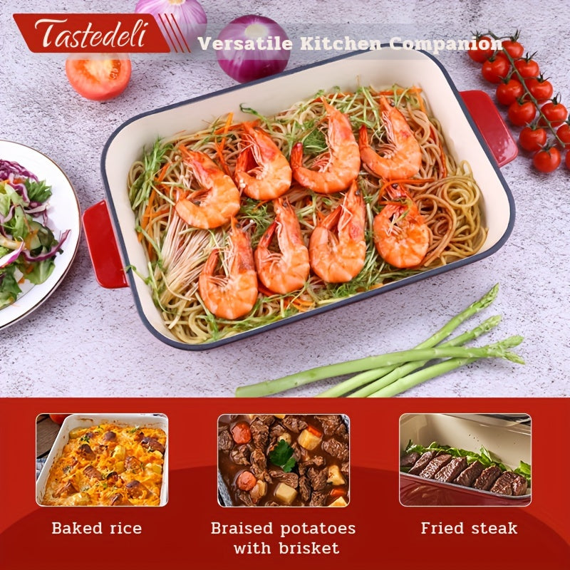 Enameled Cast Iron Lasagna Pan 33x23cm for Baking Roasting Serving